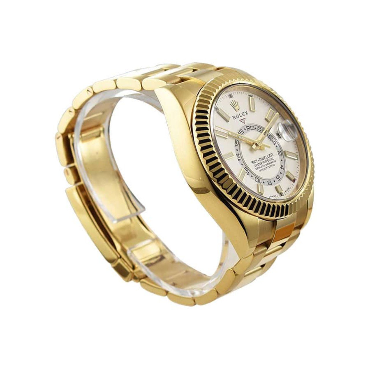  Rolex Sky-Dweller Yellow Gold Fluted Bezel Replica 