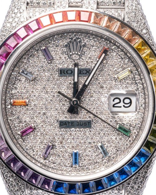 Rolex Datejust Iced Out Rainbow Replica