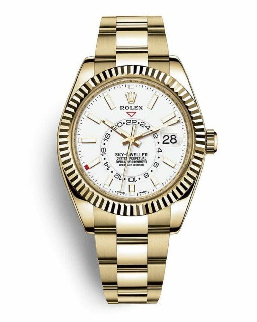 Rolex Sky-Dweller Yellow Gold Fluted Bezel Replica